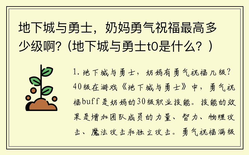 地下城与勇士，奶妈勇气祝福最高多少级啊？(地下城与勇士t0是什么？)